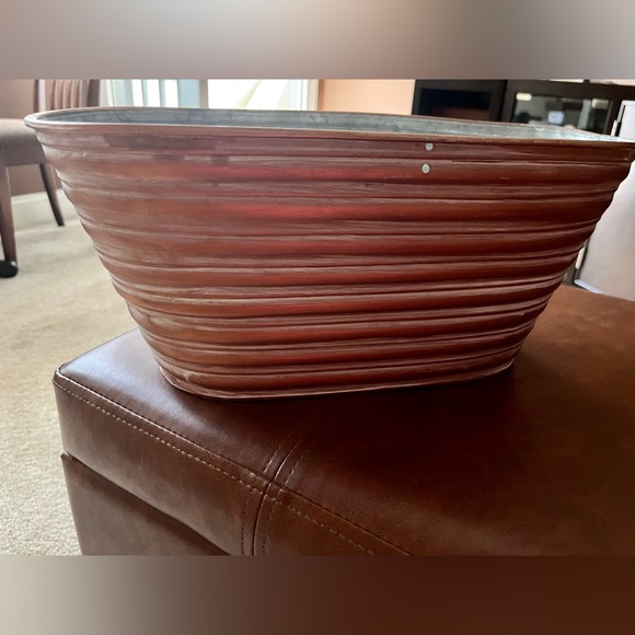 Bronze/Orange and White Decorative Metal Container - Picture 3 of 4